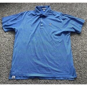 Peter Millar Winged Foot Golf Club Polo Shirt Mens XL Blue Striped Cotton